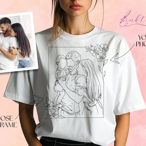 Custom Family Line Art Shirt, Custom Line Art Shirt, Custom Drawing Shirt, Outline Photo Shirt, Portrait From Photo, Personalized Gift
