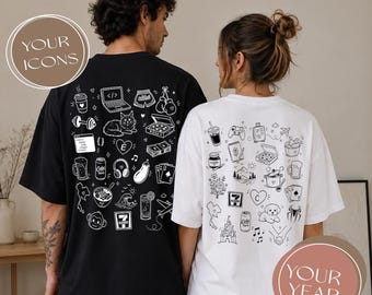 Custom Doodles Shirt, Matching Couple Tee, Doodles t-shirt, Boyfriend Girlfriend Shirt, Custom Icon T-Shirt, ''This Is Me Doodle''