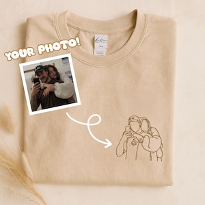 Custom Picture embroidered T-Shirt, Personalized Embroidered t-shirt, Custom photo portrait embroidered, Couple matched sweatshirt, wedding