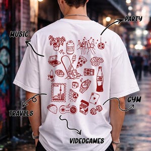 Your Custom Design Personality T-Shirt, ''This Is Me Doodle'' Custom Tee, Personalized Icons T Shirt, Custom Hobby Drawing Shirt