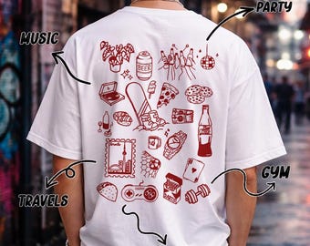 Your Custom Design Personality T-Shirt, ''This Is Me Doodle'' Custom Tee, Personalized Icons T Shirt, Custom Hobby Drawing Shirt