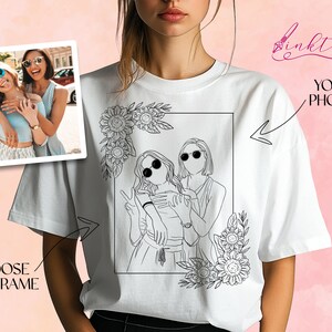 Custom Best Friends Line Art Shirt, Custom Line Art Shirt, Custom Drawing Shirt, Outline Photo Shirt, Portrait From Photo, Personalized Gift
