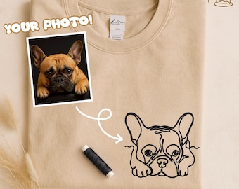 Embroider your best friend, Custom Pet Embroidered Shirt, Dog Photo embroidered t-shirt, Custom photo pet embroidered, pet embroidery tee