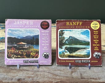 Paquetes de carretes View-Master de Jasper y Banff, de la década de 1950, de las Montañas Rocosas canadienses - Serie Vacationland - A 008, A 004