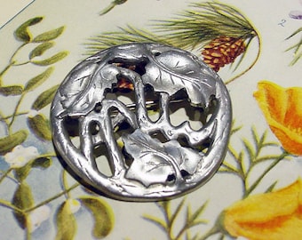 Vingate Studio Pin Brooch Pendant Combo Leaf and Vine pattern Pewter 16g22