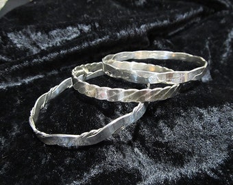 Mexico Taxco Silver Bangle Bracelet Trio Subtle Elegance 23m66