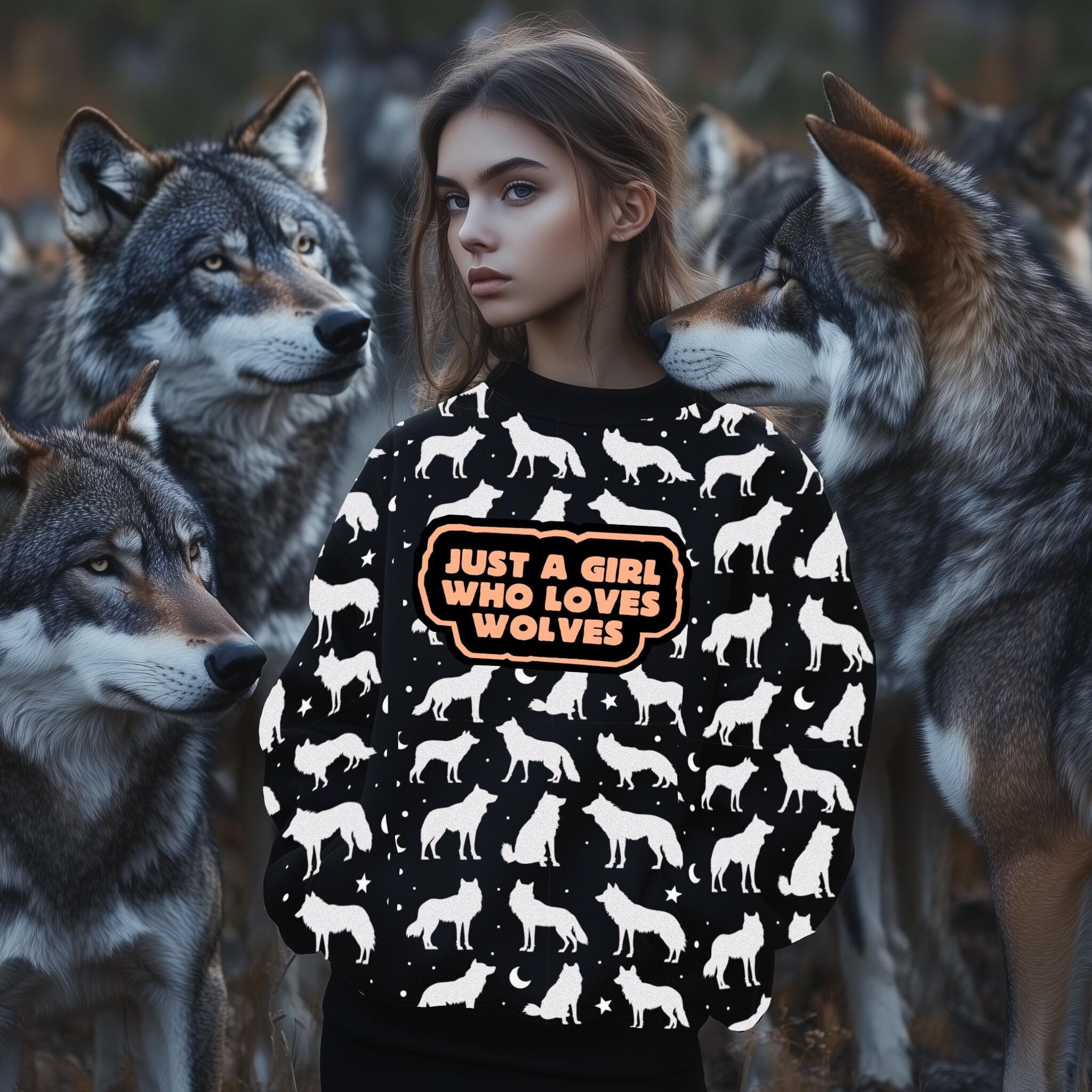 Kids Wolf Sweater Etsy