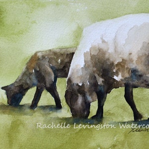 Watercolor painting of Baby Sheep Painting LAMB Easter PRINT of lamb- Baby lamb art print  Rachellelevingston