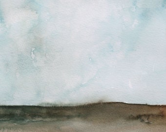 Abstrakte Aquarell Malerei blau - abstrakte Landschaftsmalerei in Aquarell - Malerei von Bergen - abstrakte Aquarell Landschaftsmalerei