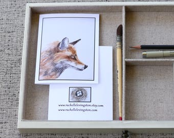 gift for animal lover. Animal note card set. Animal card Fox card Wolf card Buffalo card Deer card. watercolor painting. variety notecards
