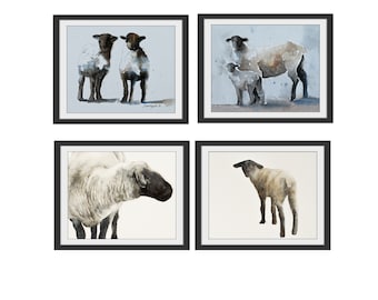Farmhouse art PRINT. Nursery art PRINT of  Sheep painting. Baby Lamb painting. nursery decor. Sheep PRINT of Lamb. Gift for twin