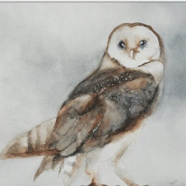 Watercolor Painting of owl- Owl PRINT- Halloween Owl Painting Large