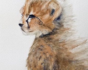 Realistic Baby Cheetah Painting Watercolor Cheetah Print for nursery- Baby Cheetah art print