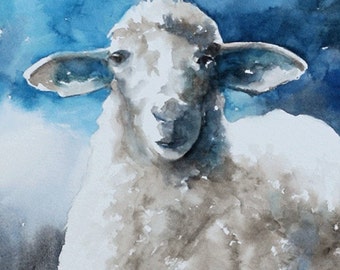 Lamb Nursery art print -Sheep picture- Large sheep print- Lamb PRINT- little boys room