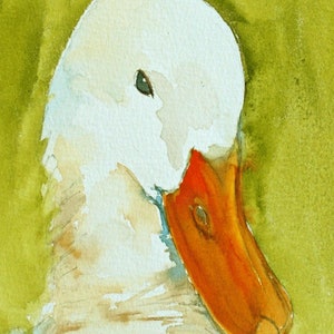 farm house decor for farm house White Duck PRINT of duck from original watercolor duck painting duck nursery children green YOU PICK
