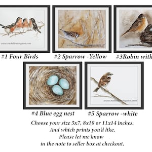 Watercolor Nest painting of Nest- Nest PRINT bird Painting of nest- For mom- Set of Spring art Bird Nest Robin egg blue. Gift for mother