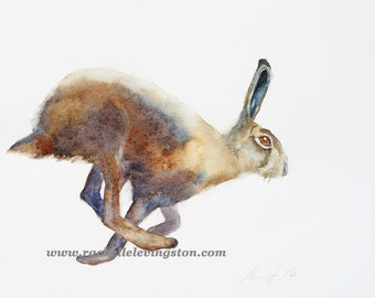 Rabbit Art Print: Watercolor Jackrabbit Painting, Woodland Nursery