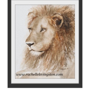 Painting of Lion painting lion art PRINT Lion PRINT from original lion painting animal wall hanging watercolor nursery boy room decor jungle image 2