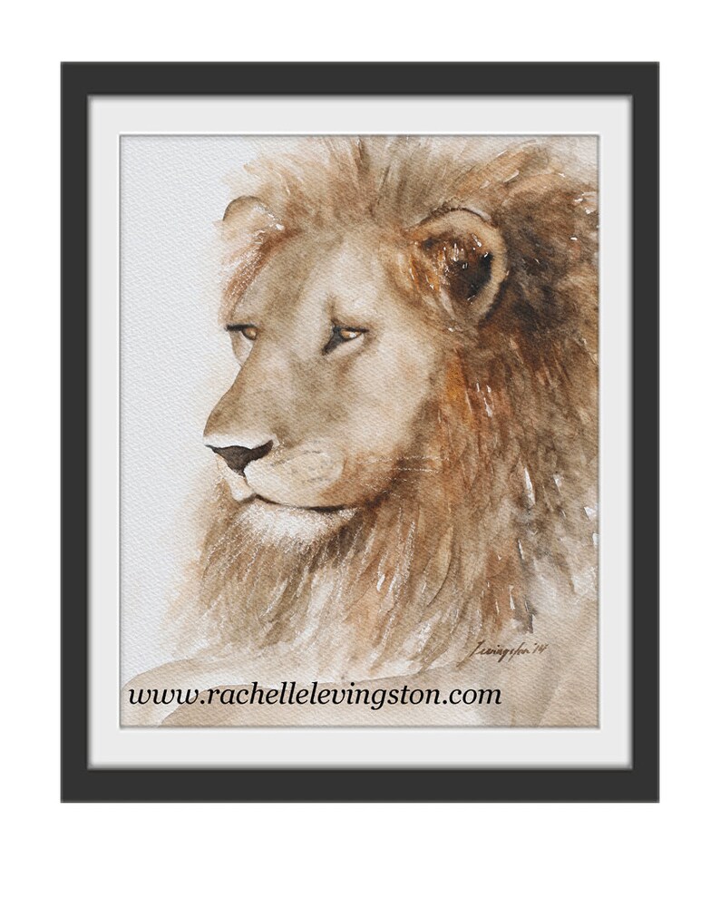 Painting of Lion painting lion art PRINT Lion PRINT from original lion painting animal wall hanging watercolor nursery boy room decor jungle image 2