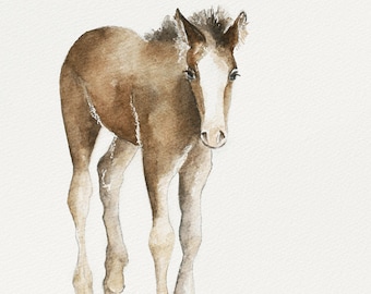 Painting of horse painting Brown Horse PRINT - Watercolor painting of colt -Western Home Decor-for him nursery