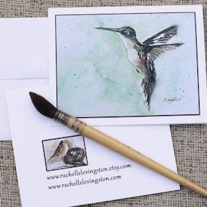 Valentine's gift idea for mom. Bird card watercolor card. Watercolor NOTE CARDS with bird painted. Blank Bird Note cards notecard set 1 image 1