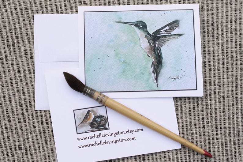 Valentine's gift idea for mom. Bird card watercolor card. Watercolor NOTE CARDS with bird painted. Blank Bird Note cards notecard set 1 image 1