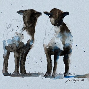 Watercolor Lamb Print Set: Religious Easter Art image 3