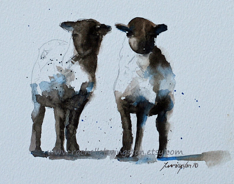 Watercolor Lamb Print Set: Religious Easter Art image 3