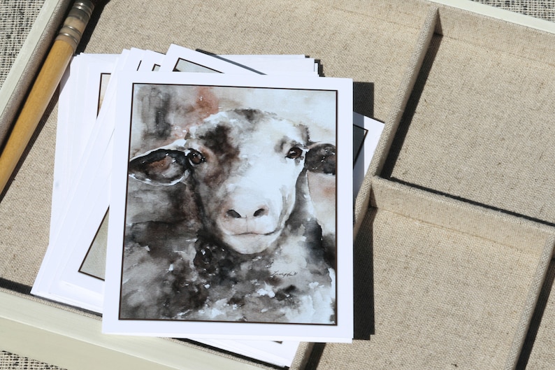 Cow card Horse card Urban farmhouse Baby shower gift mom gift animal card animal note card set Horse notecard Sheep painting