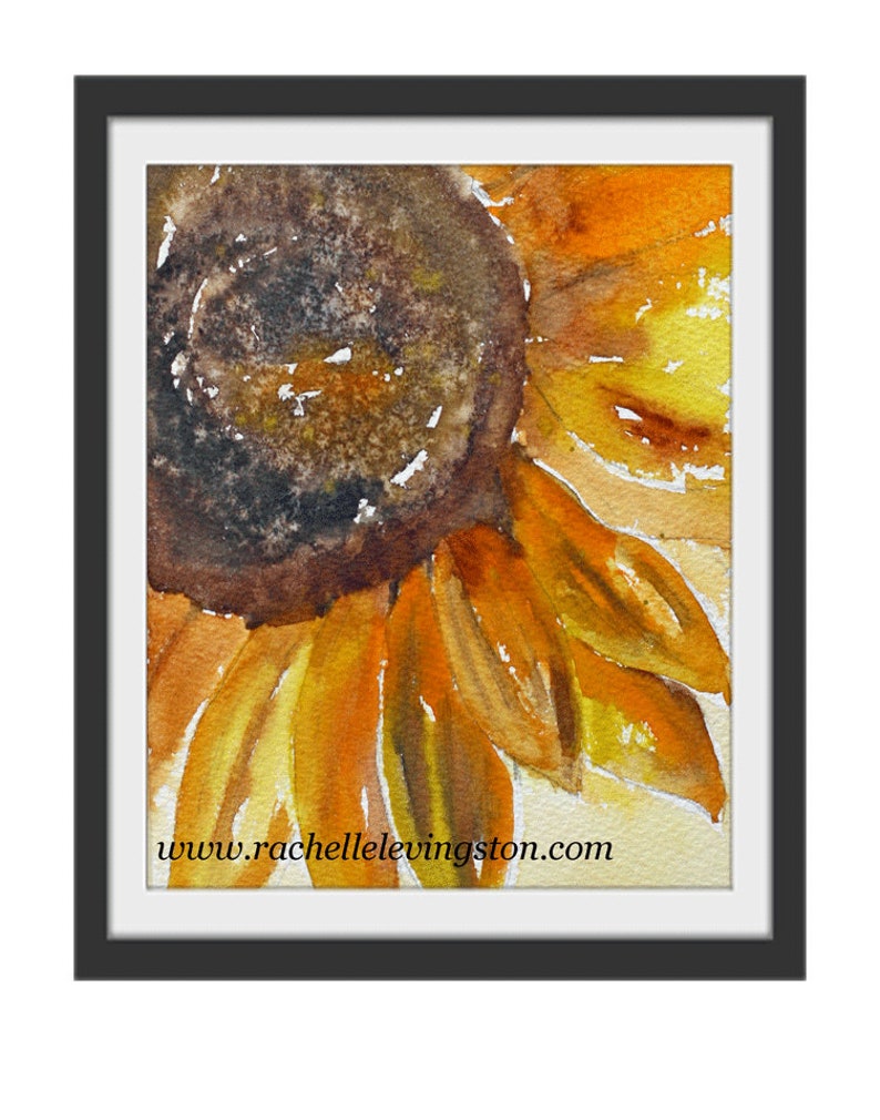 mom gift for her Home decor wall decor Waterercolor flower painting sunflower WATERCOLOR art PRINT Flower painting yellow flower art 11x14 image 2