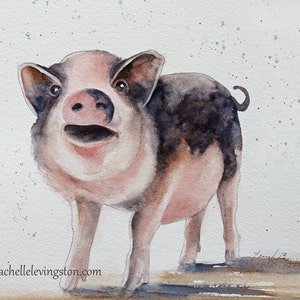 Three little pigs. Nursery rhyme room decor. Pig painting of pig. PRINT. Pig art print. farm theme. animal painting this little piggie image 1