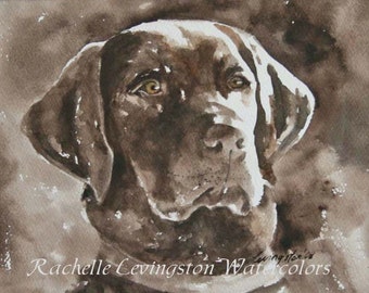 Chocolate lab PRINT of chocolate lab- Painting Lab art print- Dog Print- Dog art- Print of chocolate labrador- watercolor dog painting