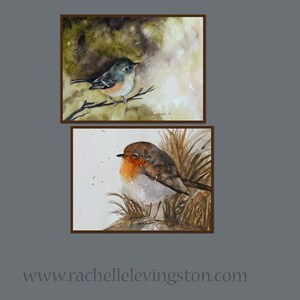 Set of bird paintings.  Set of small bird Prints. Set of watercolor bird paintings. Painting of vireo Robin. Bird decor Bird picture for her