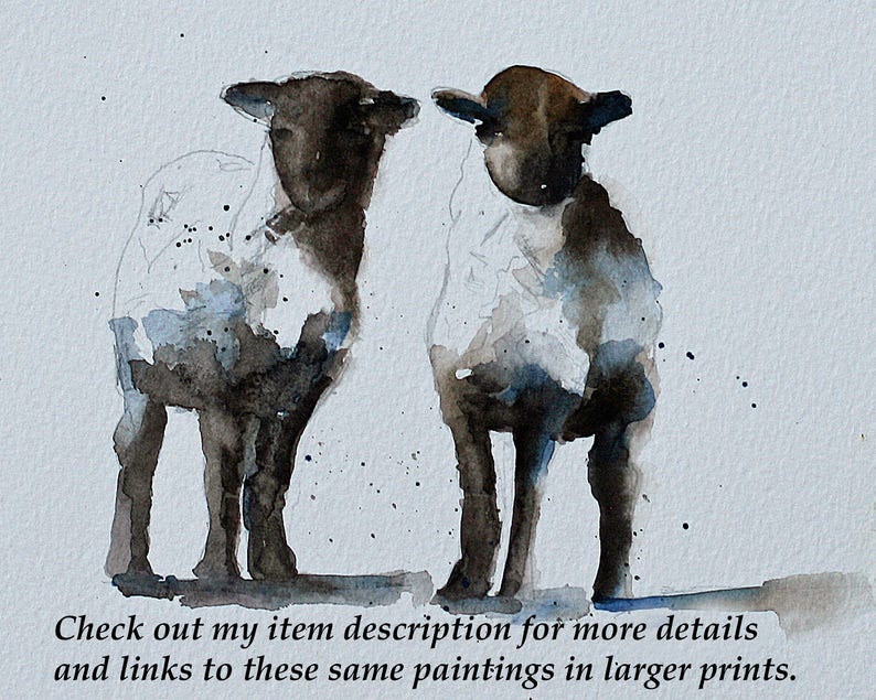 Cow card Horse card Urban farmhouse Baby shower gift mom gift animal card animal note card set Horse notecard Sheep painting