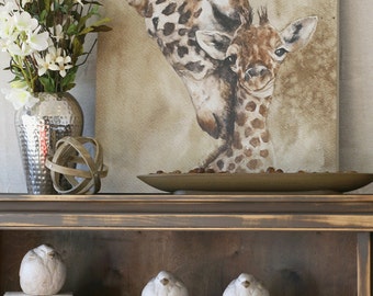 Giraffe Nursery Art on Canvas: Modern Minimalist Animal Painting