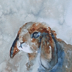 Watercolor bunny painting. Brown Bunny PRINT. Bunny painting SET. Painting of brown bunny EASTER Art Print