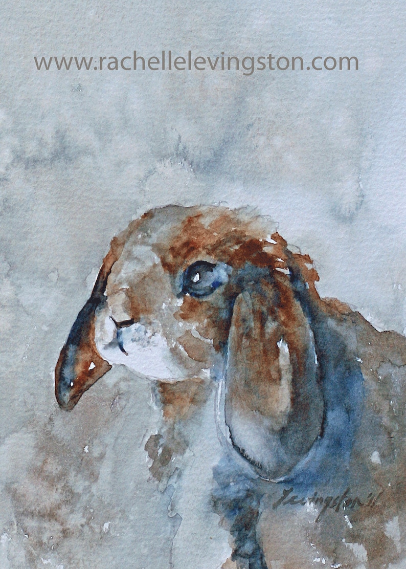 Watercolor bunny painting. Brown Bunny PRINT. Bunny painting SET. Painting of brown bunny EASTER Art Print image 1