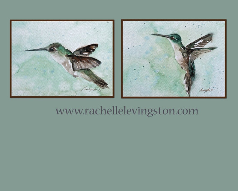 Painting of hummingbird. Mom Gift. Hostess gift. Hummingbird PRINT SET. Sale kitchen wall art. Hummingbird art PRINT. Kitchen watercolor image 6