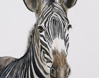 Safari Animal Watercolor Print Set: Baby Boy Nursery Decor