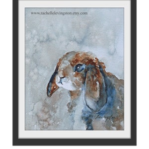 Watercolor bunny painting. Brown Bunny PRINT. Bunny painting SET. Painting of brown bunny EASTER Art Print image 3