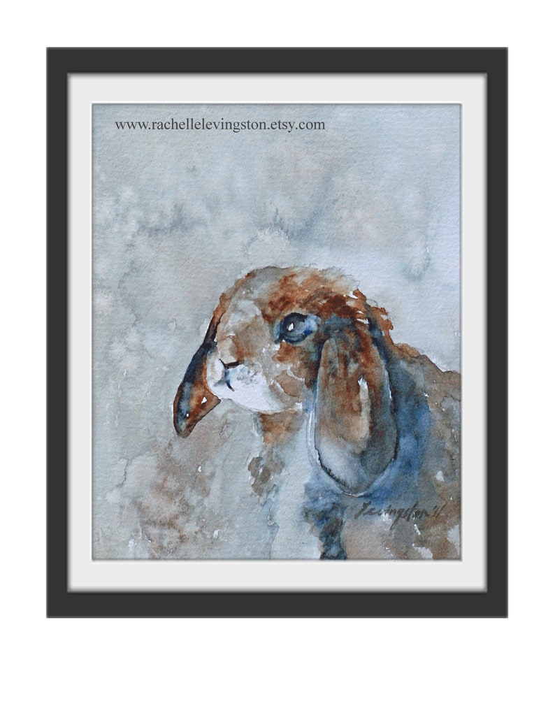 Watercolor bunny painting. Brown Bunny PRINT. Bunny painting SET. Painting of brown bunny EASTER Art Print image 3