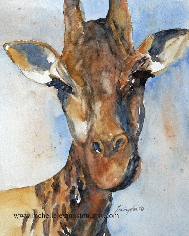Painting Giraffe in Watercolor Painting Giraffe Art Nursery Etsy