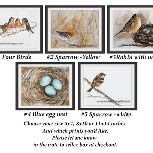 Mom gift watercolor bird painting Watercolor Nest PRINT-Robin Painting of nest wall art Bird Nest PAINTING egg blue 3 eggs. For her image 2