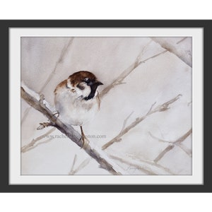 Watercolor chickadee painting CHICKADEE PRINT Watercolor Winter Bird print of Bird on branch image 3