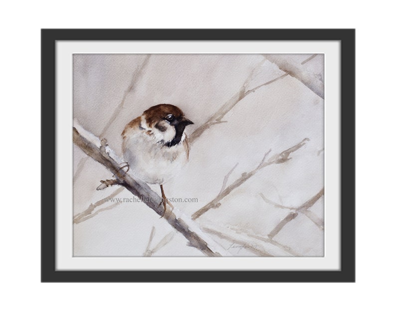 Watercolor chickadee painting CHICKADEE PRINT Watercolor Winter Bird print of Bird on branch image 3