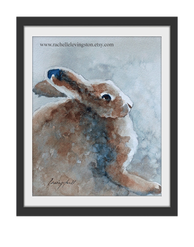 Watercolor bunny painting. Brown Bunny PRINT. Bunny painting SET. Painting of brown bunny EASTER Art Print image 4