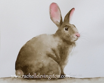 Bunny- Painting of bunny- Art PRINT of Bunny- Print for Baby nursery- Print Bunny artwork- Animal Rabbit painting