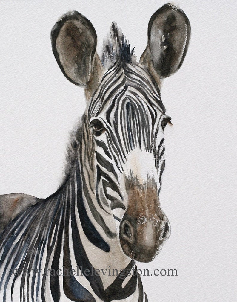 ORIGINAL Painting watercolor painting original WATERCOLOR painting watercolor zebra painting zebra painting art nursery art print of zebra image 1