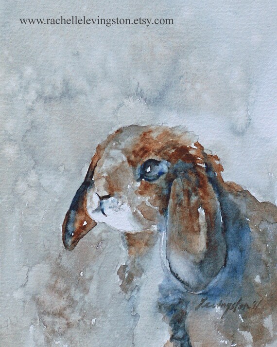 Easter decor. Easter Print Watercolor Bunny art PRINT. bunny print easter. LARGE easter Bunny painting