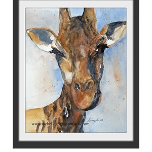 Painting giraffe in watercolor painting. Giraffe art for nursery room decor. Nursery PRINT SET elephant wall art animal boy toddler 11x14 image 5